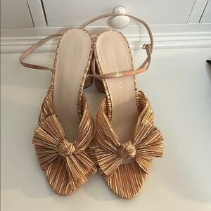 Loeffler Randall Gold Pleated Sandals